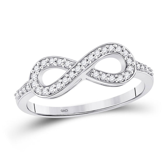 10K Yellow Or White Gold  Womens Round Diamond Infinity Ring 1/5 Cttw, Womens Size: 5-10