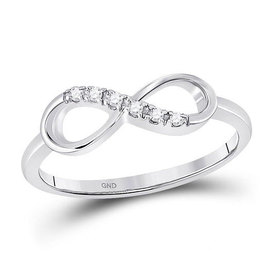 10K Yellow Or White Gold  Womens Round Diamond Infinity Band Ring 1/20 Cttw, Womens Size: 5-10