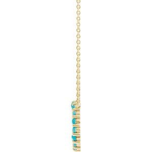 14K Yellow Gold Round 14.5 X 14.5 Mm 2 Mm Natural Turqoise Cabochon 18 In Necklace