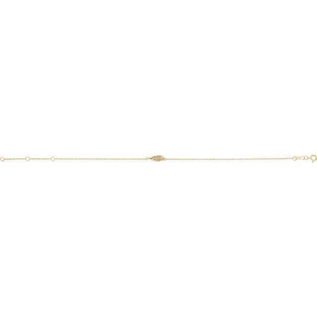 14K Yellow Gold  Round 1 Mm 6 1/2-7 1/2 In I1, G-H Polished .015 Ctw Natural Diamond Angel Wing Bracelet