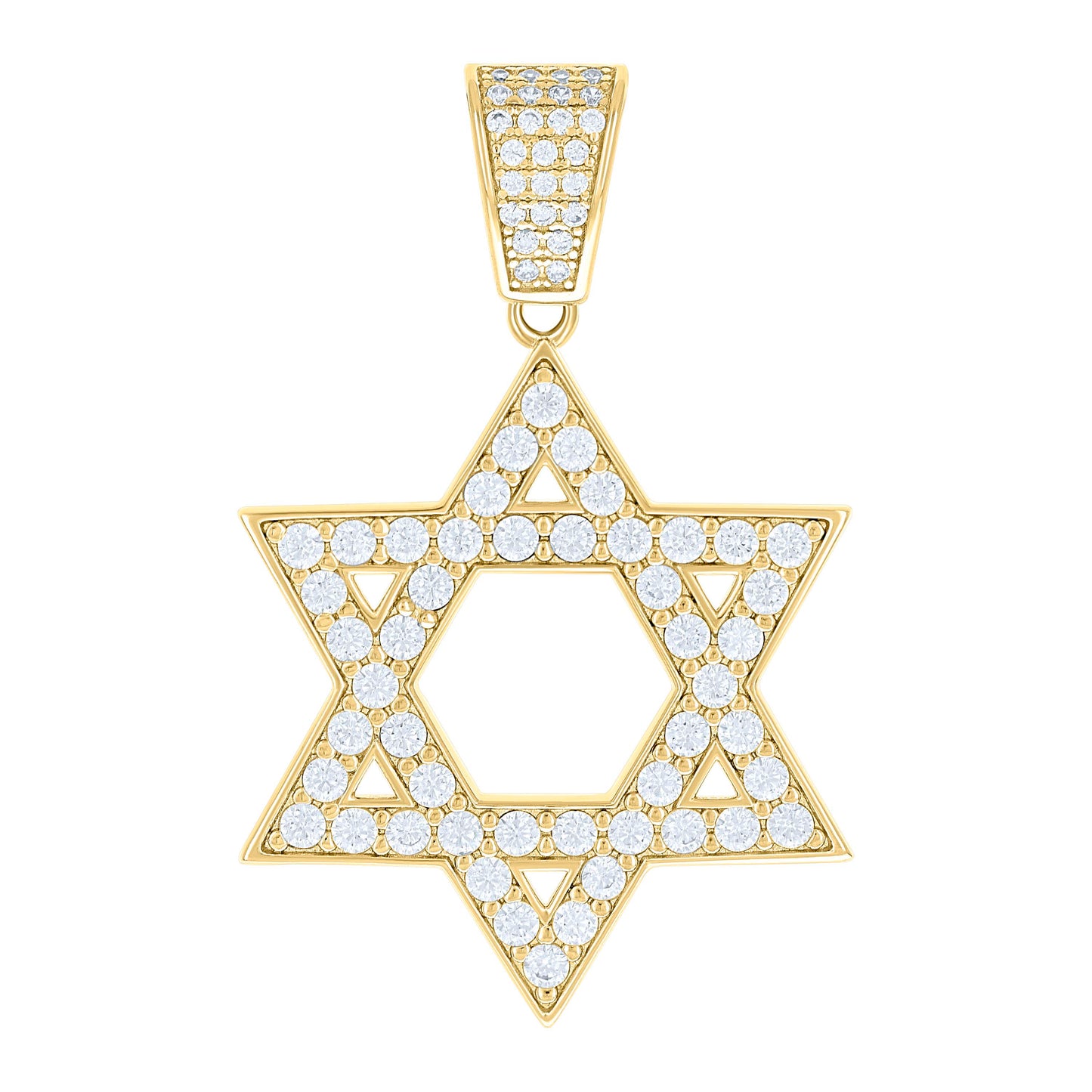 Sterling Silver Mens Cubic-Zirconia Star Of David Symbol Religious Charm Pendant