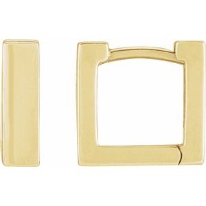 14K Yellow Gold 10 X 10 Mm Pair Hinged Polished Square Hoop Huggie Earrings