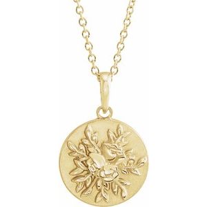 14K Yellow Gold 19.1 X 12 Mm 16-18 In Polished Floral Style Necklace