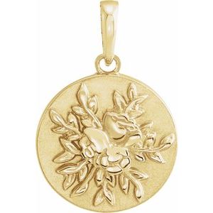 14K Yellow Gold 19.1 X 12 Mm Polished Floral Style Pendant