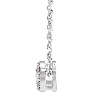 14K White Gold Round 3.5Mm G-H Vs/Si1 1/6 Ctw Natural Rose-Cut Natural Diamond Halo-Style Necklace, Length: 18 In