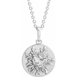 Sterling Silver 19.1 X 12 Mm 16-18 In Polished Floral Style Necklace