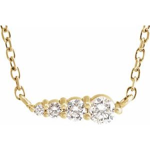 14K Yellow Gold Round 2.5Mm G-H I1 1/10 Ctw Natural Diamond Graduated Necklace, Length: 16 In