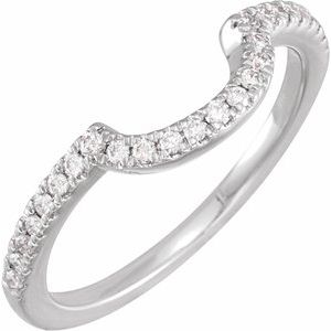 14K White Gold Round 1.3 Mm Polished 1/5 Ctw Natural Diamond Matching Band Size 7