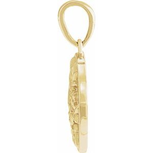 14K Yellow Gold 19.1 X 12 Mm Polished Floral Style Pendant