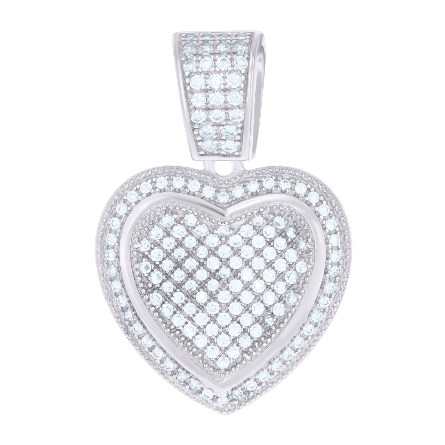 Sterling Silver Womens Cubic Zirconia Heart Charm Pendant