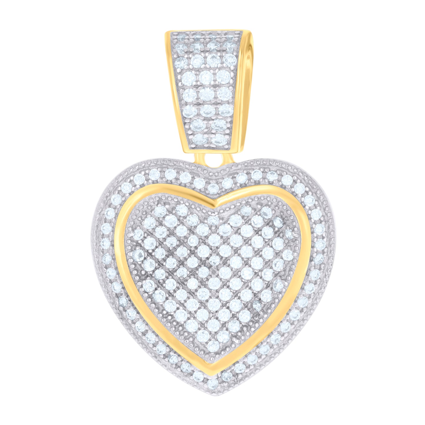 Sterling Silver Womens Cubic Zirconia Heart Charm Pendant