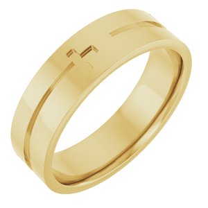 14K Yellow Gold 6 Mm Polished Cross Band Size 10