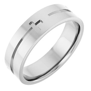 14K White Gold 6 Mm Polished Cross Band Size 7