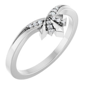 14K White Gold Natural Diamond Round Natural Diamond Polished .03 Ctw Natural Diamond Contour Band Size 7