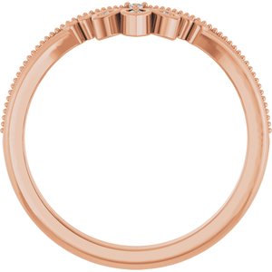 14K Rose Gold Round Polished .02 Ctw Natural Diamond Contour Band Size 7