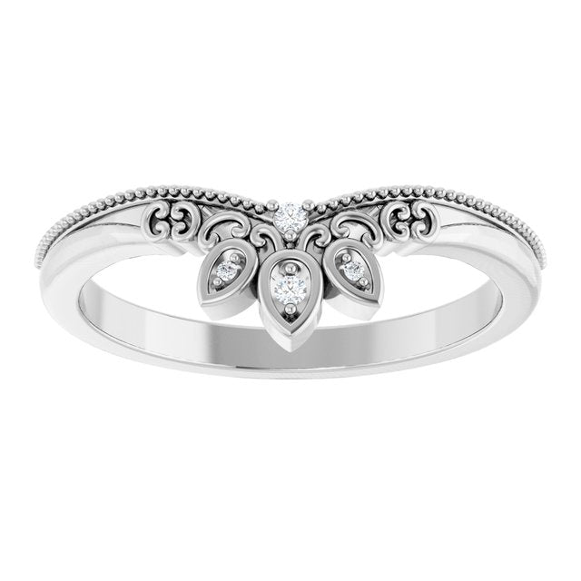 14K White Or Yellow Gold Round Polished .02 Ctw Natural Diamond Contour Band, Size 7
