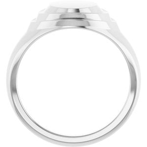 14K White Gold Oval 11.29 X 14.65 Mm Brush Polished Womens Signet Ring Size 7
