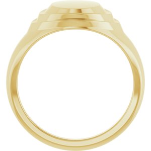 14K Yellow Gold Oval 11.3 X 14.7 Mm Brush Polished Womens Signet Ring Size 7