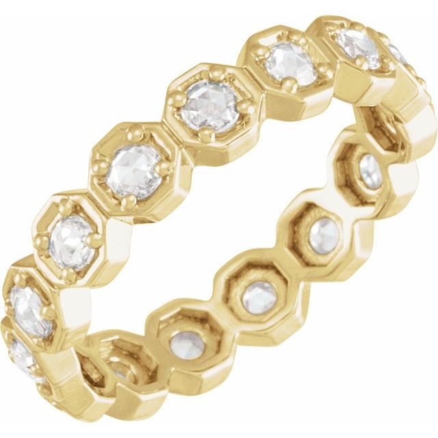 14K Yellow Or White Gold Round 2.5 Mm Vs/Si1, Ghi Polished 1/2 Ctw Natural Rose-Cut Diamond Eternity Band, Size 7