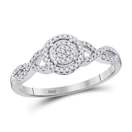 10K White Gold Round Diamond Cluster Bridal Wedding Engagement Ring 1/5 Cttw, Womens Size: 5-10