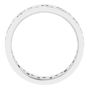 14K White Gold Round 2 Mm G-H Si2-Si3 3/8 Ctw Natural Diamond Flat Gypsy-Set Band Size 8