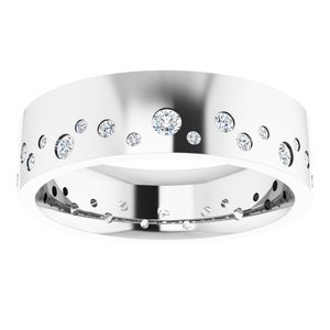 14K White Gold Round 2 Mm G-H Si2-Si3 3/8 Ctw Natural Diamond Flat Gypsy-Set Band Size 8