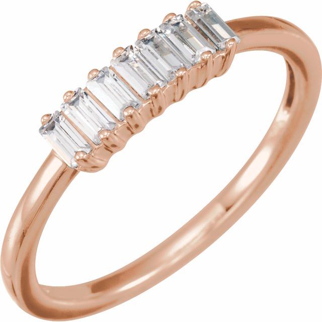 14K Yellow Or White Or Rose Gold Straight Baguette 3 X 1.5 Mm Polished 1/3 Ctw Lab-Grown Diamond Ring, Size 7