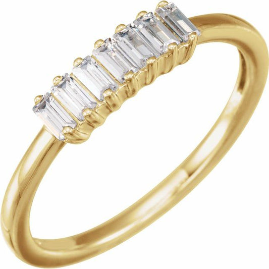 14K Yellow Or White Or Rose Gold Straight Baguette 3 X 1.5 Mm Polished 1/3 Ctw Lab-Grown Diamond Ring, Size 7