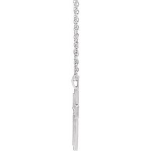 14K White Gold 24.47 X 13.4 Mm 18 In Polished Mens Texture Finish Cross Necklace