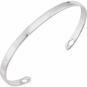 14K White Gold Engravable Diamond Pierced Cuff 7" Bracelet