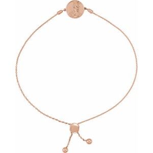 14K Rose Gold 15.2 X 12 Mm 9 1/2 In Polished Aphrodite Coin Cable Bolo Bracelet