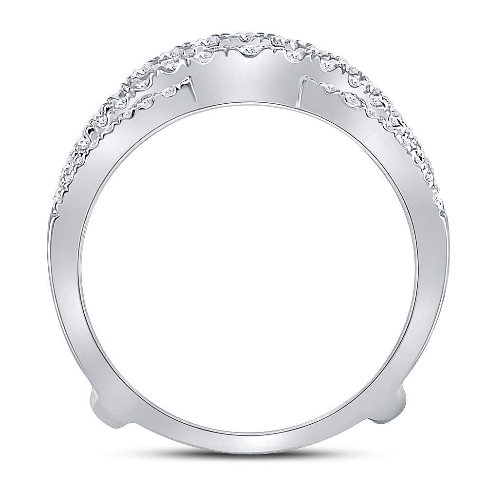 14K White Gold Womens Round Diamond Wrap Ring Guard Enhancer 5/8 Cttw, Womens Size: 5-10