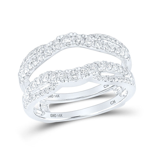 14K White Gold Womens Round Diamond Wrap Ring Guard Enhancer 5/8 Cttw, Womens Size: 5-10