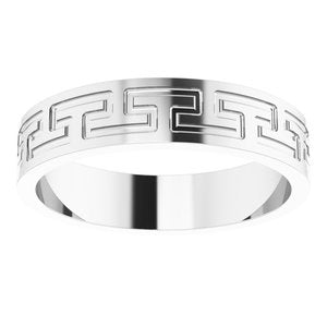 14K White Gold 5 Mm Polished Greek Key Wedding Band Size 10