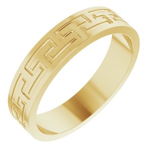 10K Yellow Gold 5 Mm Polished Greek Key Wedding Band Size 9