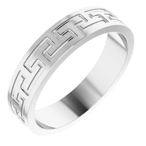 14K White Gold 5 Mm Polished Greek Key Wedding Band Size 10