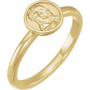 14K Yellow Gold Polished Jesus Ring Size 7