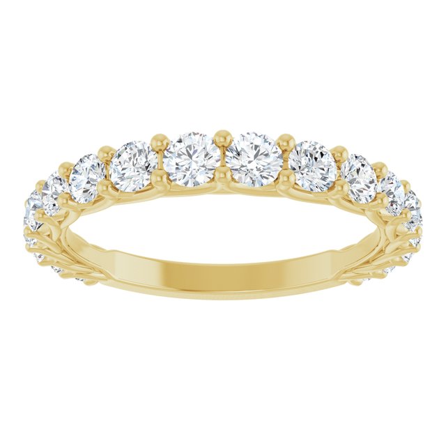14K White Or White Gold Round Si2-Si3, G-H Polished Natural Diamond Matching Band, Size 7