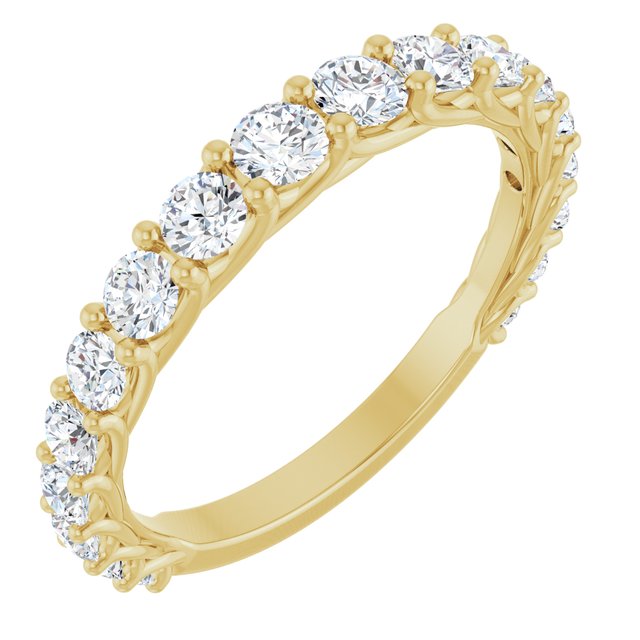 14K White Or White Gold Round Si2-Si3, G-H Polished Natural Diamond Matching Band, Size 7