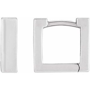 14K White Gold 10 X 10 Mm 2 Mm Pair Hinged Polished Square Hoop Huggie Earrings