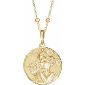 14K Yellow Gold 21.97 X 14.95 Mm 18 In Polished Artemis Coin Necklace