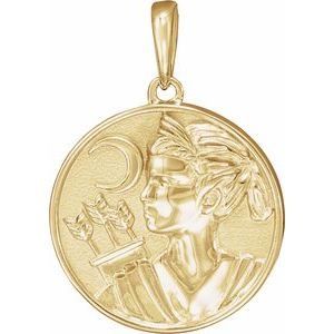 14K Yellow Gold 21.97 X 14.95 Mm Polished Artemis Coin Pendant
