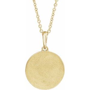14K Yellow Gold Round 1 Mm  Multi-Gemstone Petite Moon And Star Coin Necklace, Length: 18 In