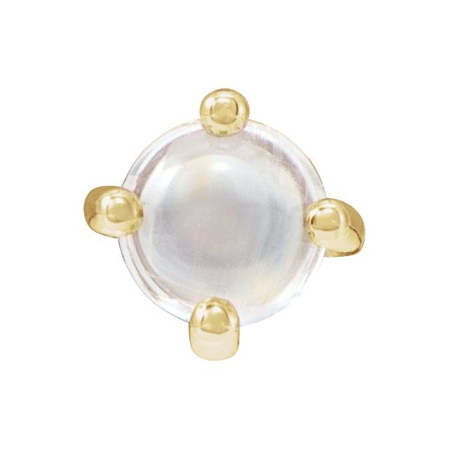14K Yellow Or White Gold Round  4 Mm Polished Gemstone Cabochon Pendant Slide