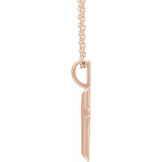 14K Rose Gold 23 X 13 Mm 16-18 In Polished Knife Edge Cross Necklace