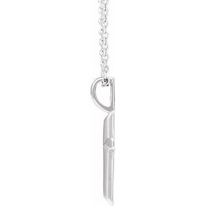 Sterling Silver 20 X 11 Mm 16-18 In Polished Knife Edge Cross Necklace