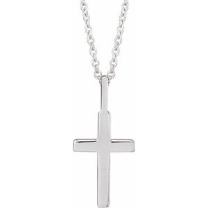 Sterling Silver 23 X 13 Mm 16-18 In Polished Knife Edge Cross Necklace