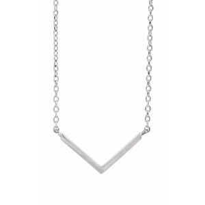 14K White Gold 18 X 8.26 Mm 18 In Polished Minimalist V-Shaped Necklace