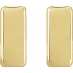14K Yellow Gold 4.5 X 2 Mm Pair Friction Backs Polished Bar Earrings