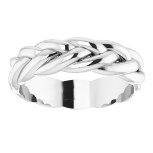 14K White Gold 6 Mm Polished Single Rope Wedding Band Size 9.5